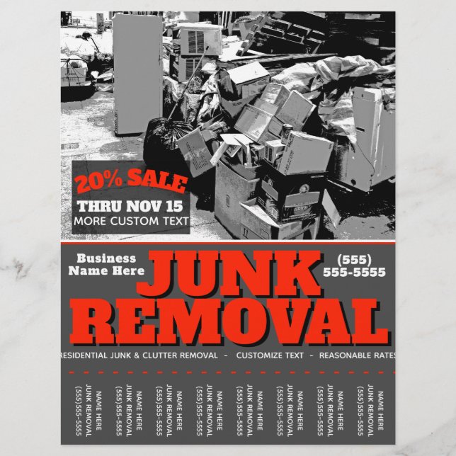 JUNK REMOVAL.GARBAGE HAULING Promo Tearsheet 2 Flyer (Front)