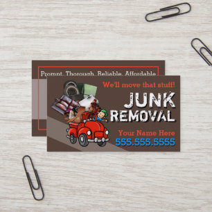 Junk Removal Garbage Hauling Red Pickup Business Card