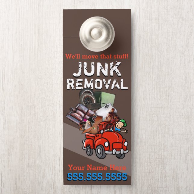 Junk Removal Garbage Hauling Red Pickup Door Hanger (On Knob)
