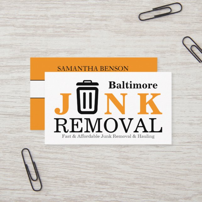 Junk Removal & Hauling Business Card (Front/Back In Situ)