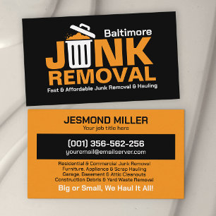 Junk Removal & Hauling  Business Card