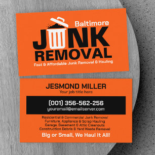 Junk Removal & Hauling  Business Card