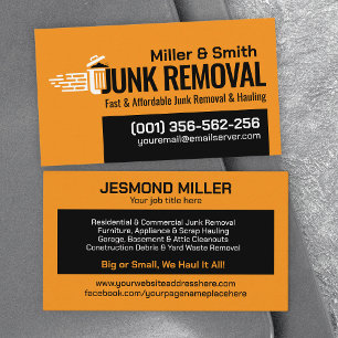 Junk Removal & Hauling  Business Card