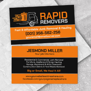 Junk Removal & Hauling  Business Card