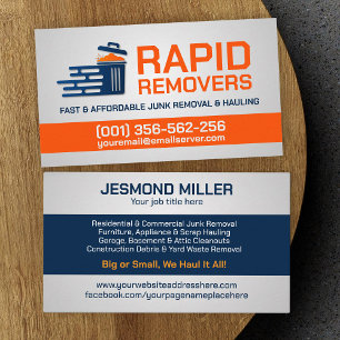 Junk Removal & Hauling  Business Card