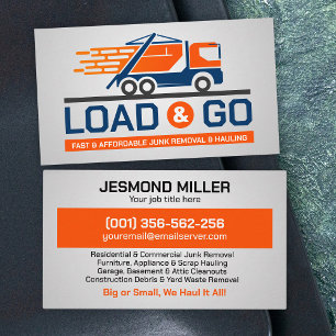 Junk Removal & Hauling  Business Card