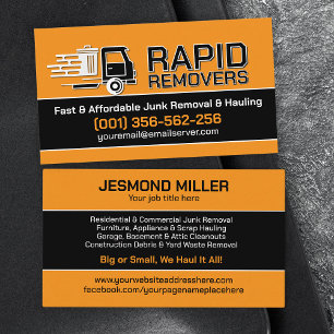 Junk Removal & Hauling  Business Card