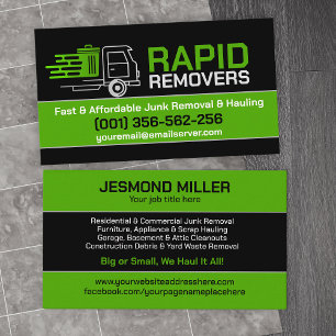 Junk Removal & Hauling  Business Card
