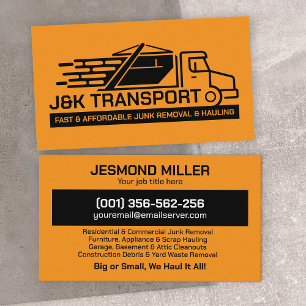 Junk Removal & Hauling  Business Card