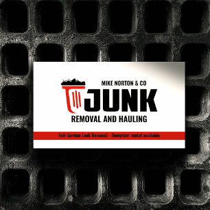 Junk Removal & Hauling Business TRASH BIN RED Card