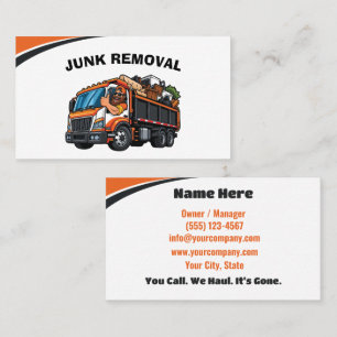 Junk Removal Hauling Service Orange Dump Truck Business Card