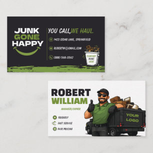 Junk Removal Personalised Waste Hauling Cleanup Business Card