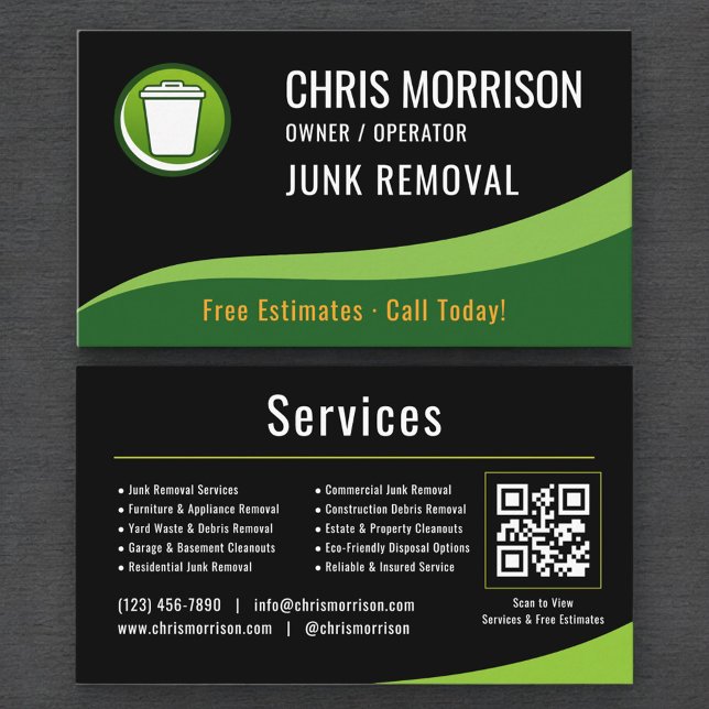 Junk Removal QR Code Business Card (Creator Uploaded)