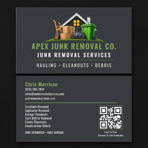 Junk Removal QR Code Professional Services Business Card