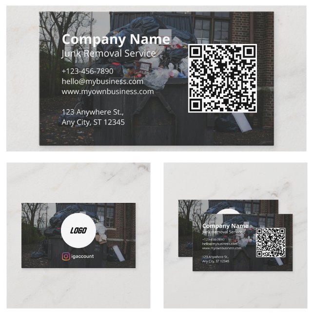 Junk Removal Service Details Logo QR Code Business Card (Junk Removal Service Details Logo QR Code Business Card
)