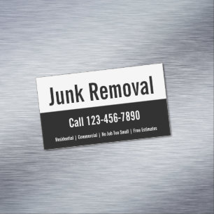 Junk Removal Services Black and White Promotional Magnetic Business Card