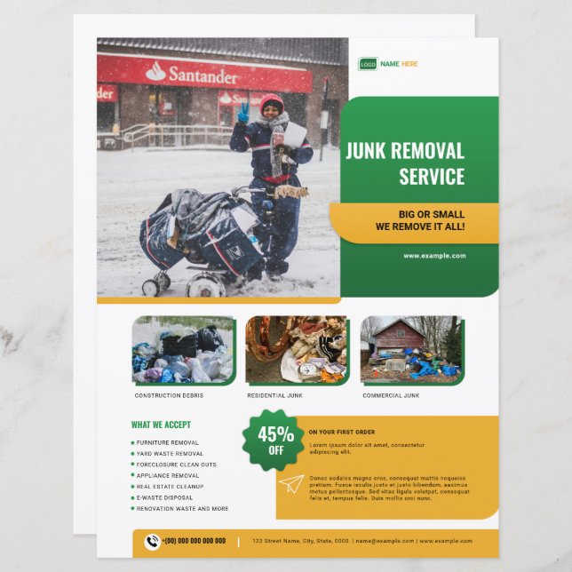 Junk Removal Services Flyer Template (Front/Back)