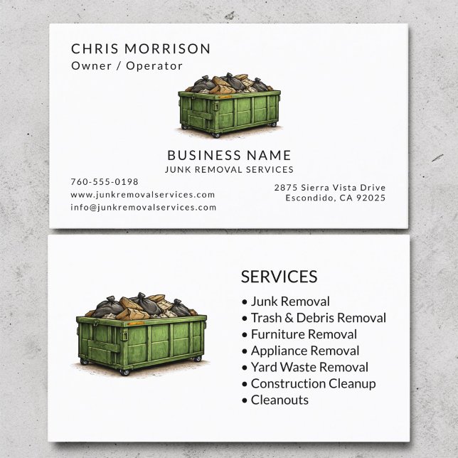 Junk Removal Services Professional Business Card (Creator Uploaded)