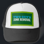 Junk Removal & Waste Hauling Trucker Hat<br><div class="desc">eye catching bold font colours in red and black</div>