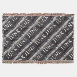 Junk sign on antique tow truck. car, rusted metal throw blanket