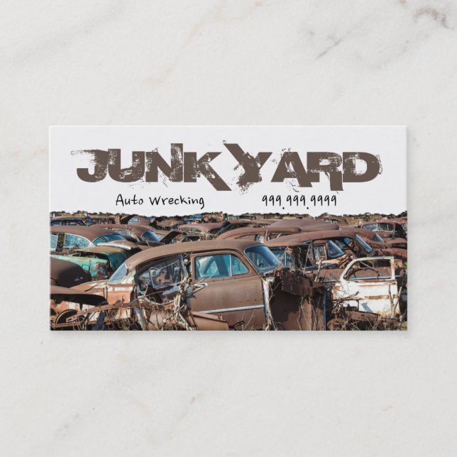 Junk Yard Auto Wrecking Removal Recycling Metal Business Card (Front)