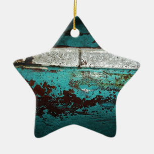 Junk Yard vintage car 50's teal aqua Ceramic Tree Decoration
