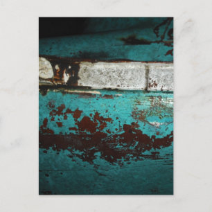 Junk Yard vintage car 50's teal aqua Postcard