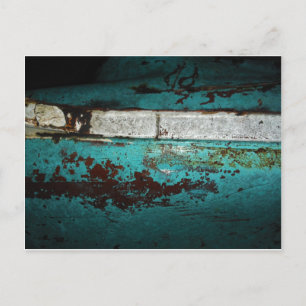 Junk Yard vintage car 50's teal aqua Postcard