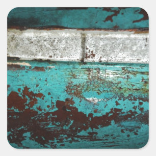 Junk Yard vintage car 50's teal aqua Square Sticker
