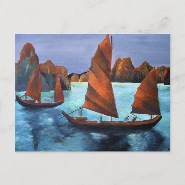 Junks In The Descending Dragon Bay Postcard (Front)