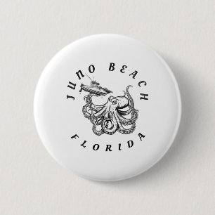 Juno Beach Florida Octopus Saltwater Deep Sea Fish 6 Cm Round Badge