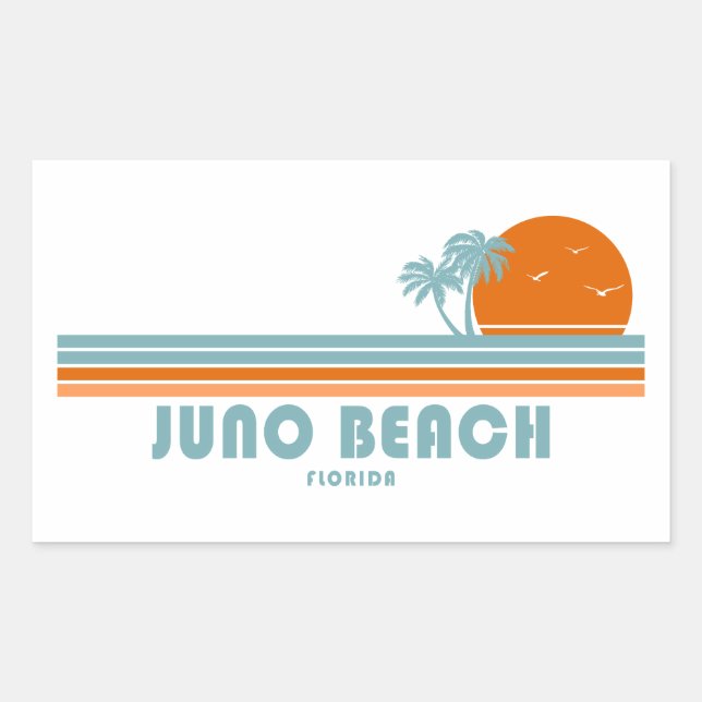 Juno Beach Florida Sun Palm Trees Rectangular Sticker (Front)