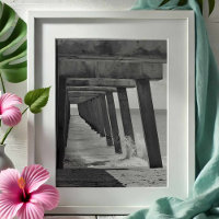 Juno Beach Pier Black and White Photography