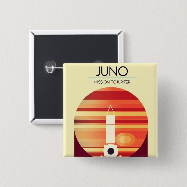 Juno - Mission to Jupiter Space art 15 Cm Square Badge (Front & Back)
