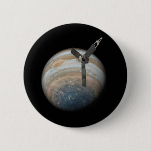 Juno Spacecraft at Planet Jupiter 6 Cm Round Badge