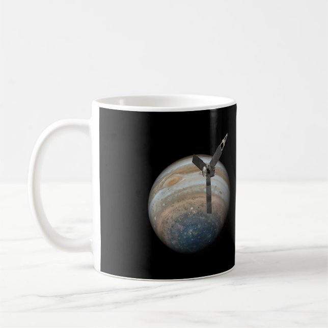 Juno Spacecraft at Planet Jupiter Coffee Mug (Left)