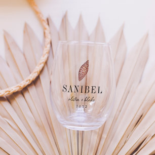 Junonia Seashell Destination Wedding Favour Stemless Wine Glass