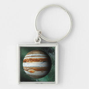 Jupiter and Earth Comparison Key Ring