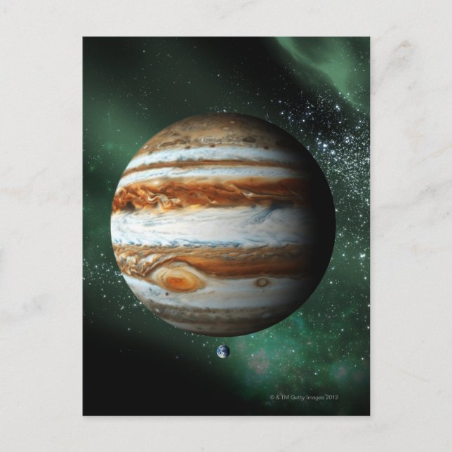 Jupiter and Earth Comparison Postcard (Front)