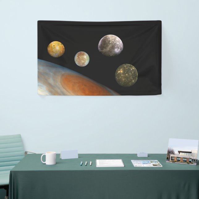 Jupiter and Four Moons Galilean Satellites Banner (Tradeshow)