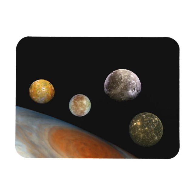 Jupiter and Four Moons Galilean Satellites Magnet (Horizontal)