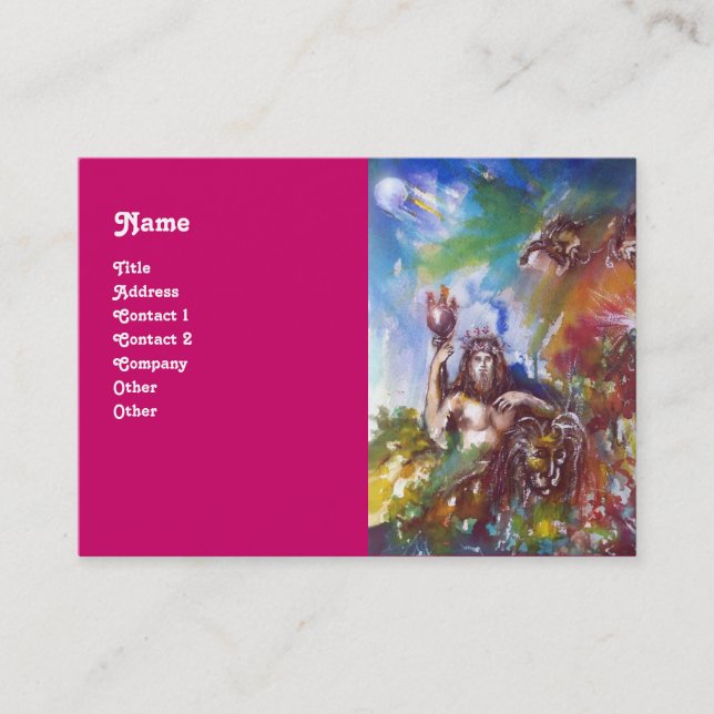 JUPITER AND LION ,Greek Mythology Purple Blue Business Card (Front)