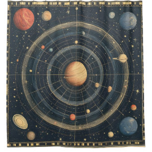Jupiter-Centered Celestial Chart Design (3) Shower Curtain