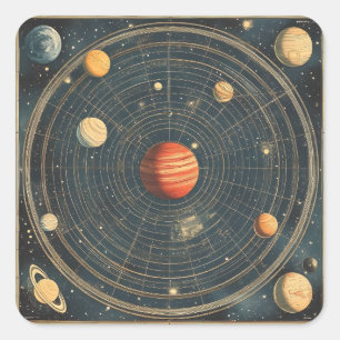 Jupiter-Centred Celestial Chart Design (2) Square Sticker