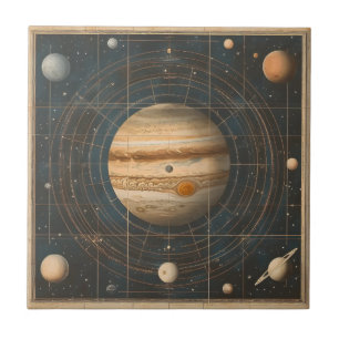Jupiter-Centred Celestial Chart Design Ceramic Tile
