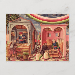 Jupiter, detail of fruit and grain merchants postcard