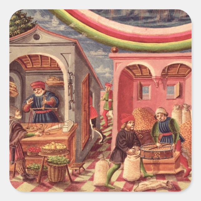 Jupiter, detail of fruit and grain merchants square sticker (Front)