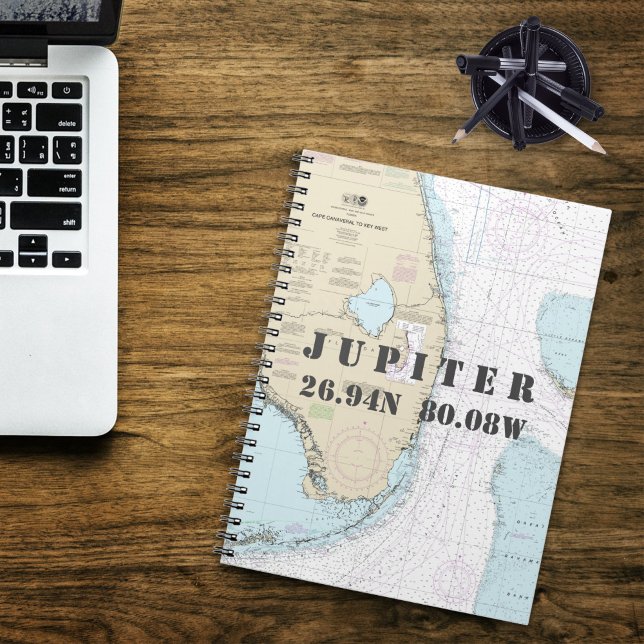 Jupiter FL Latitude Longitude Nautical Chart Notebook (Jupiter Florida Authentic Nautical Chart Notebook
)