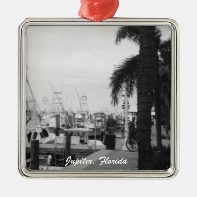 Jupiter, Florida Boat Dock Christmas Ornament (Front)