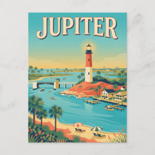 Jupiter Florida Lighthouse Coastal Vintage Poster Postcard